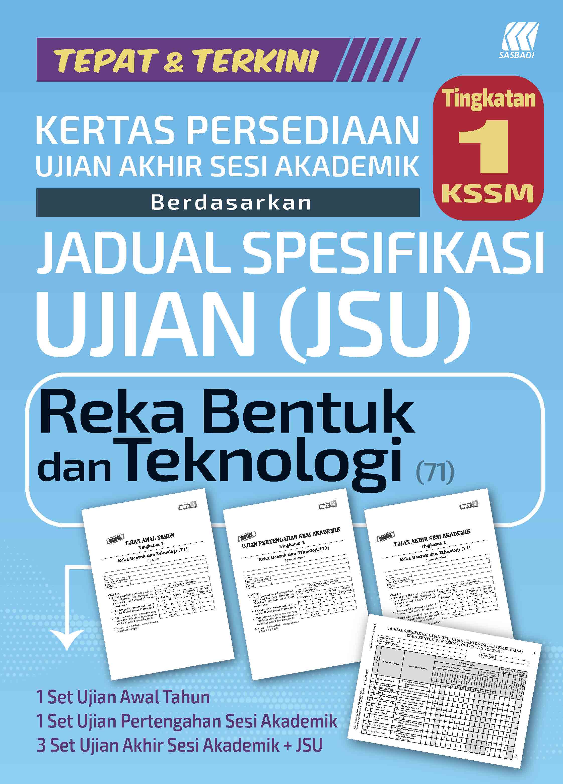 Kertas Persediaan UASA JSU KSSM Reka Bentuk & Teknologi Ting. 1 Cover